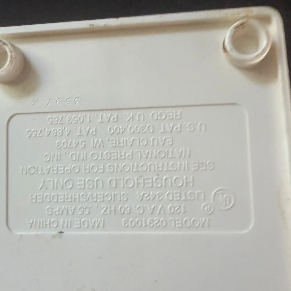 Presto SaladShooter Electric Slicer Work White Model 0291003 Kitchen Tool